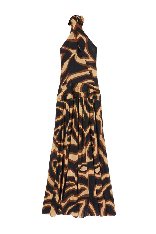 Halterneck Labirinto Print Jersey Gown