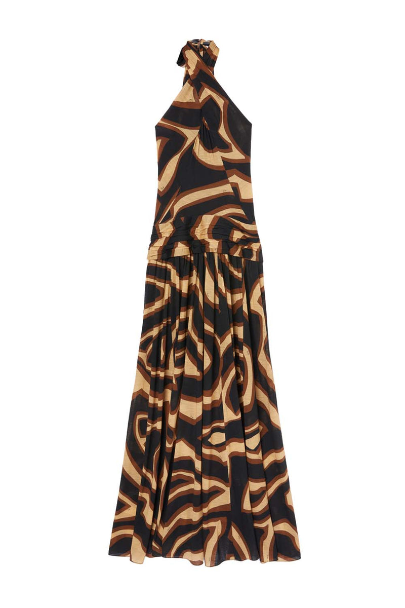 Halterneck Labirinto Print Jersey Gown
