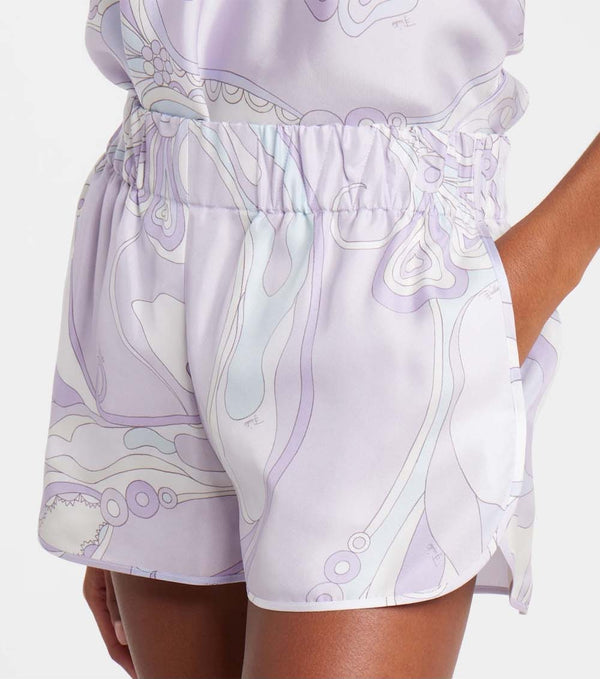 Orchidee Print Silk Shorts