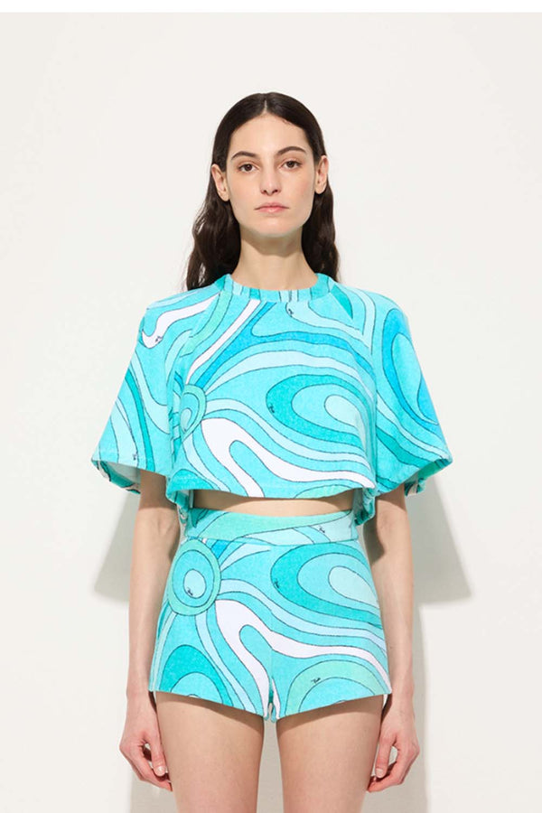 Marmo Print Terry Cloth Top