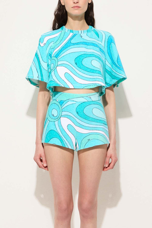 Marmo Print Terry Cloth Shorts