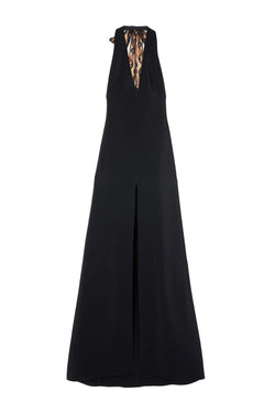 Front Slit Halterneck Maxi Dress