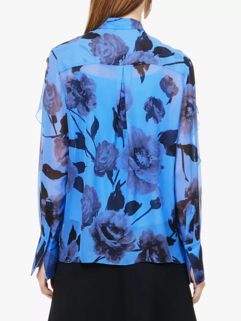 Ruffle Detail Floral-Print Blouse