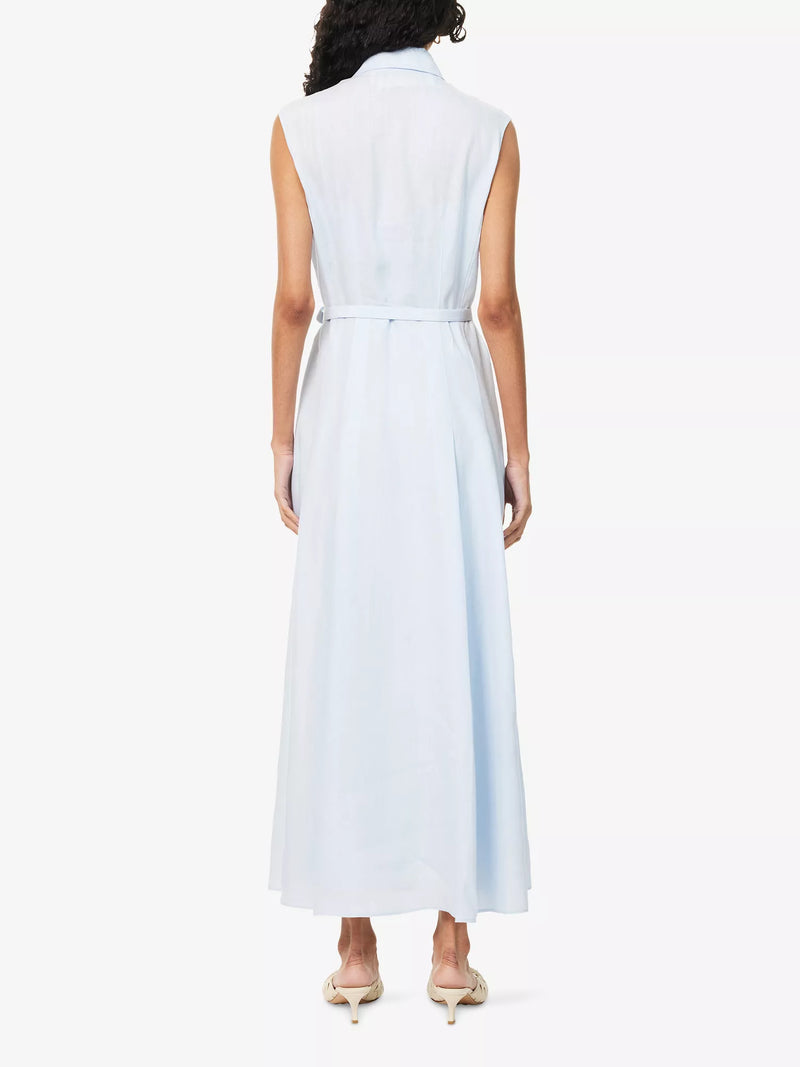 Durand Belted Pleated Linen Dress