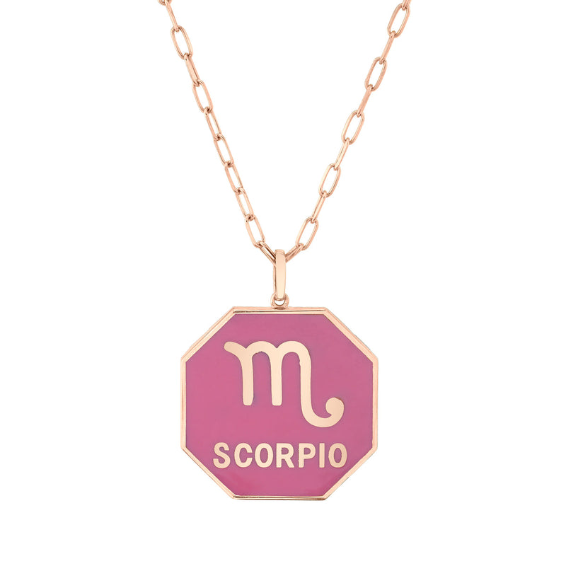 Scorpio Zodiac Nameplate Disk Necklace