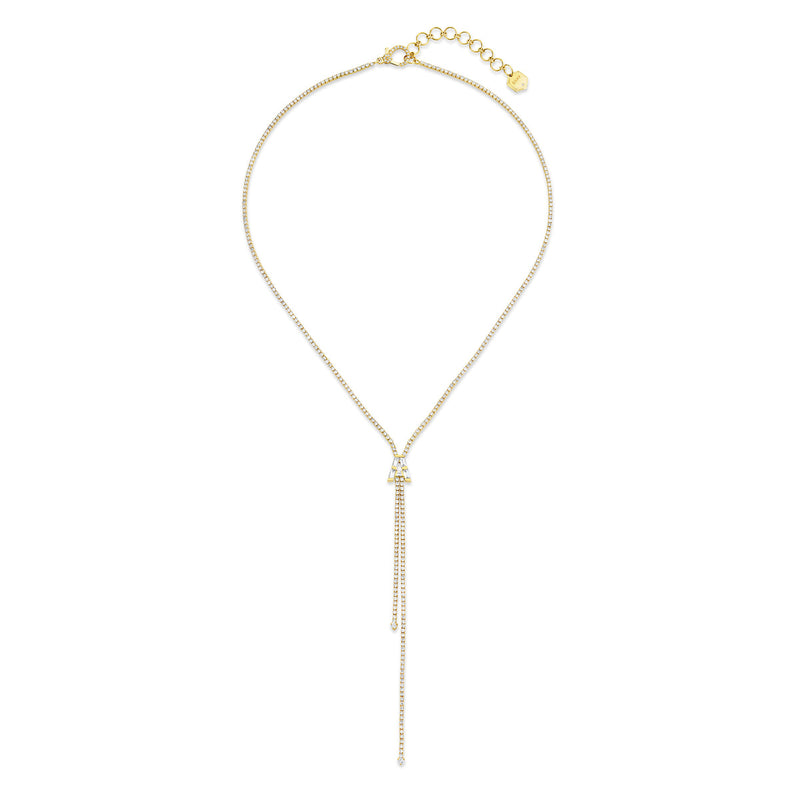 DIAMOND BAGUETTE PERSONALISED INITIAL Y THREAD NECKLACE