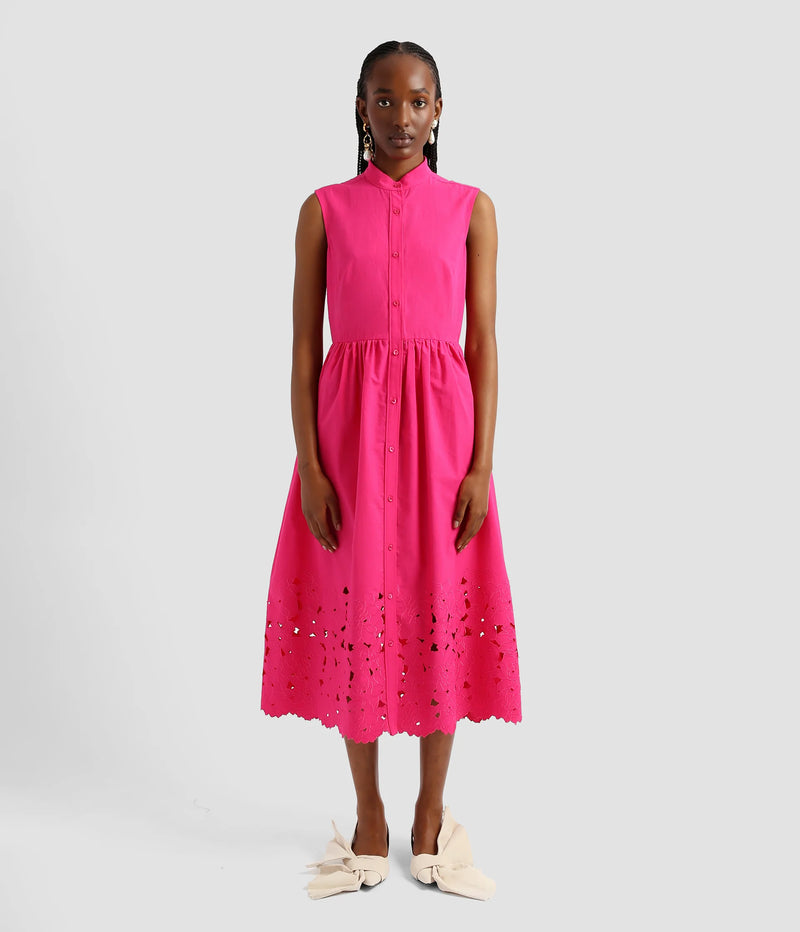 Sleeveless Eyelet Cotton Midi Dress