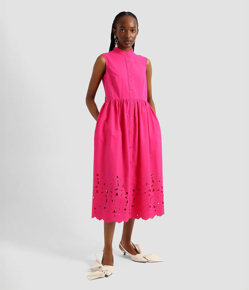 Sleeveless Eyelet Cotton Midi Dress