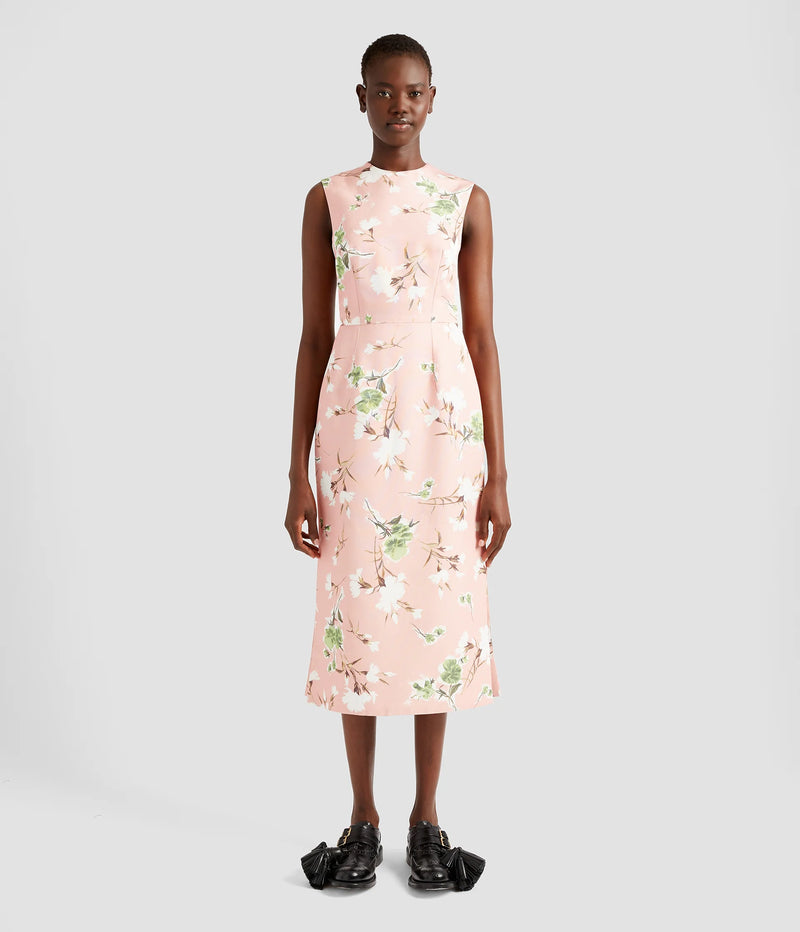 Floral Print Cotton Faille Pencil Dress