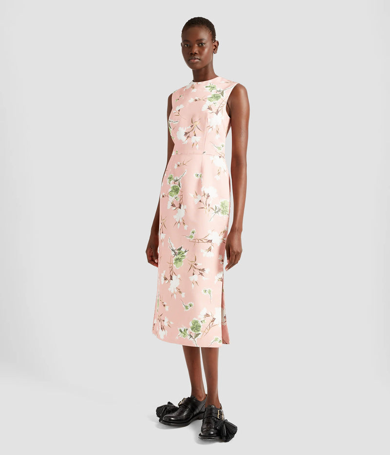 Floral Print Cotton Faille Pencil Dress