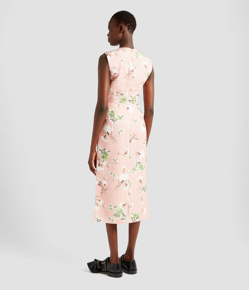 Floral Print Cotton Faille Pencil Dress