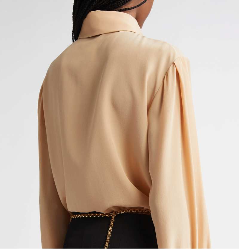 Silk Crêpe de Chine Tie Detail Blouse
