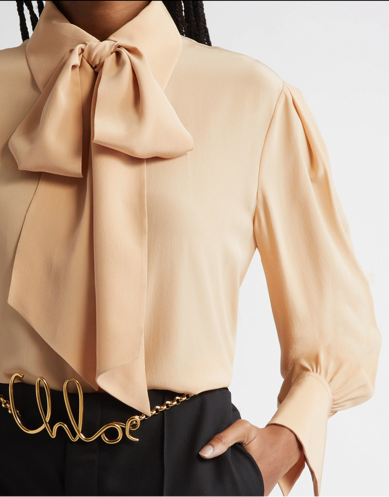 Silk Crêpe de Chine Tie Detail Blouse