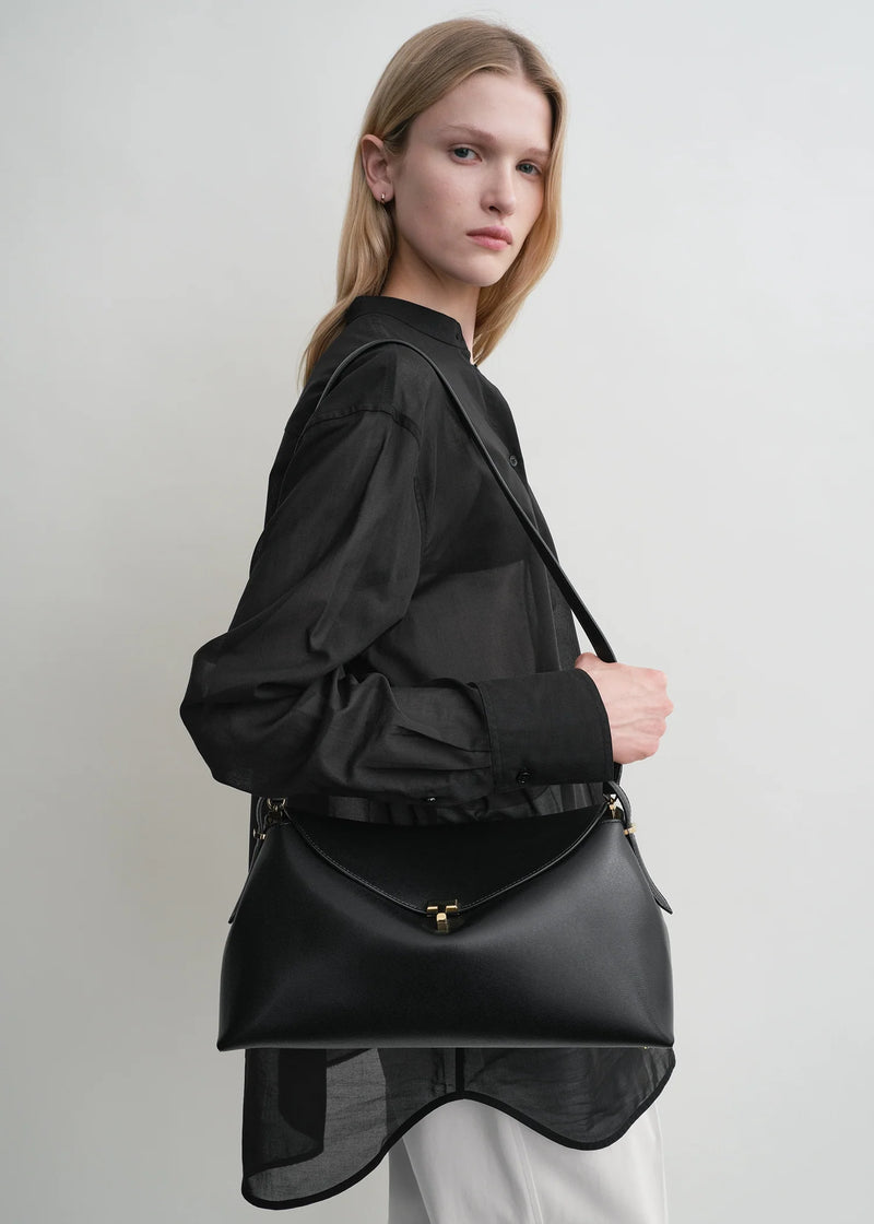 T-Lock Leather Top Handle Bag