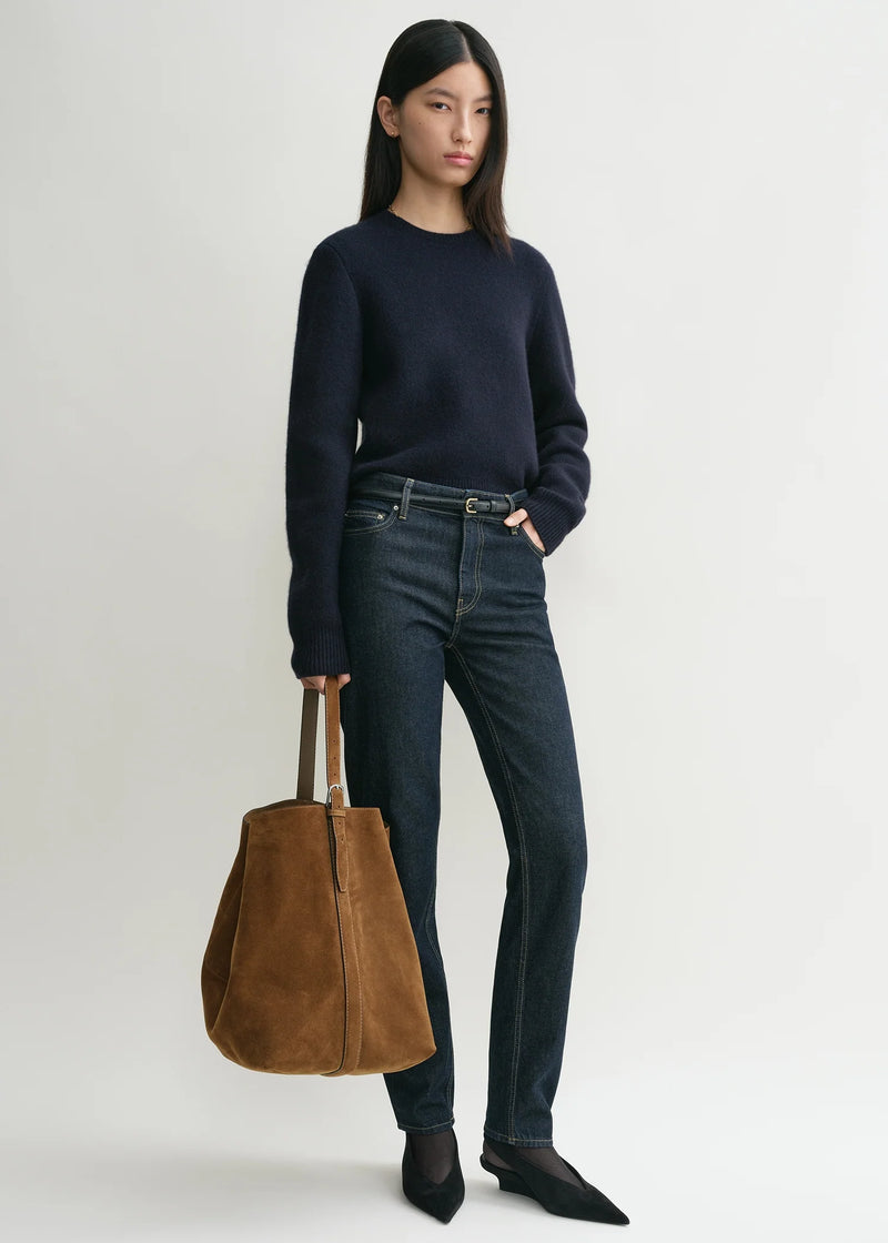 Belted Suede Tote Bag