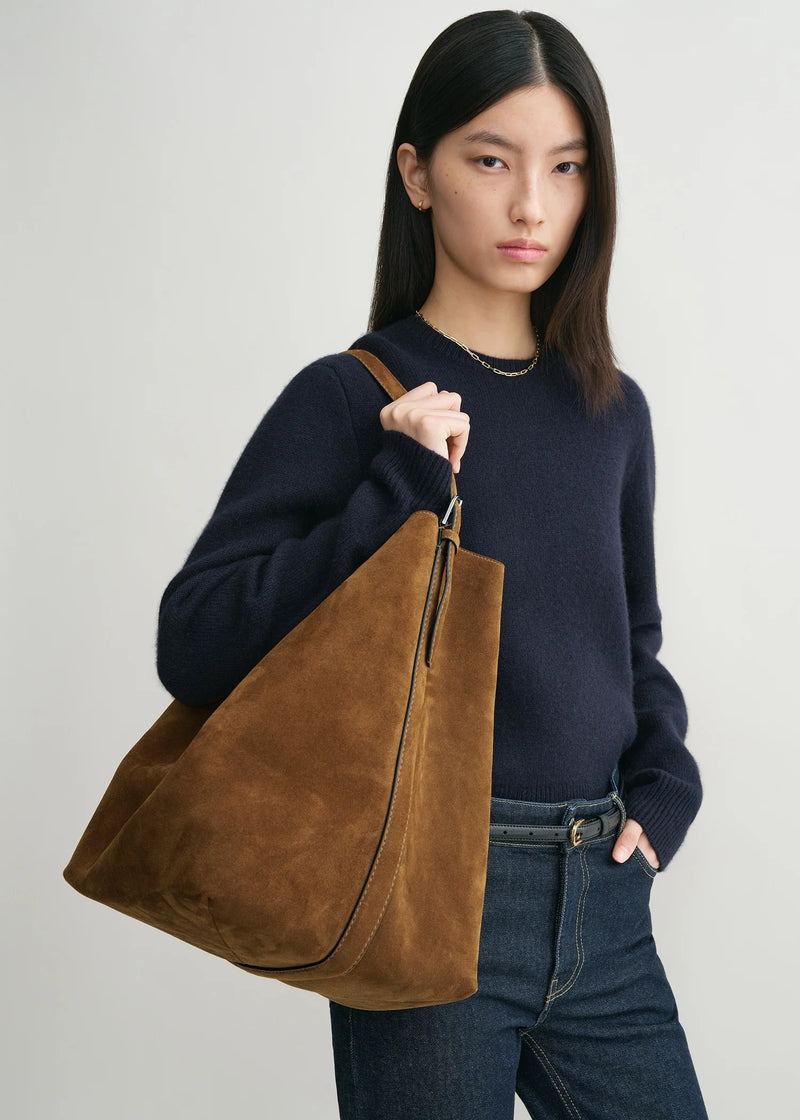 Belted Suede Tote Bag