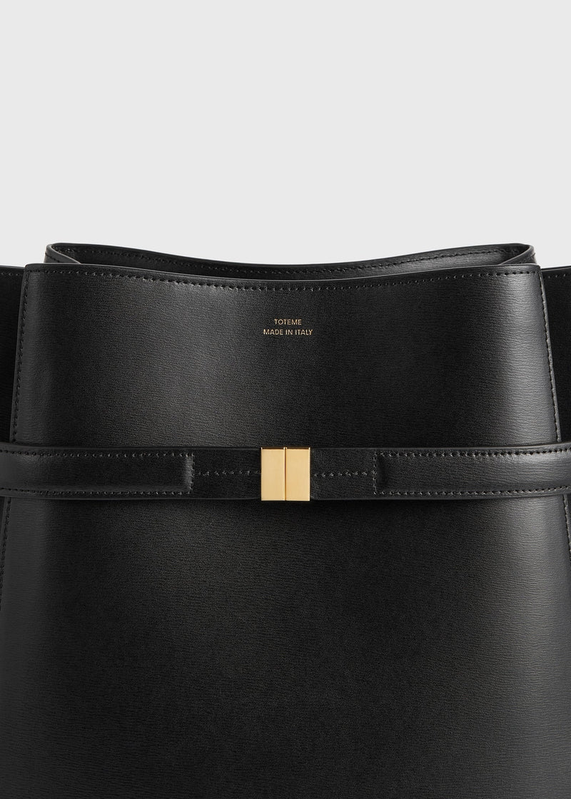 Belted Leather Bucket Bag