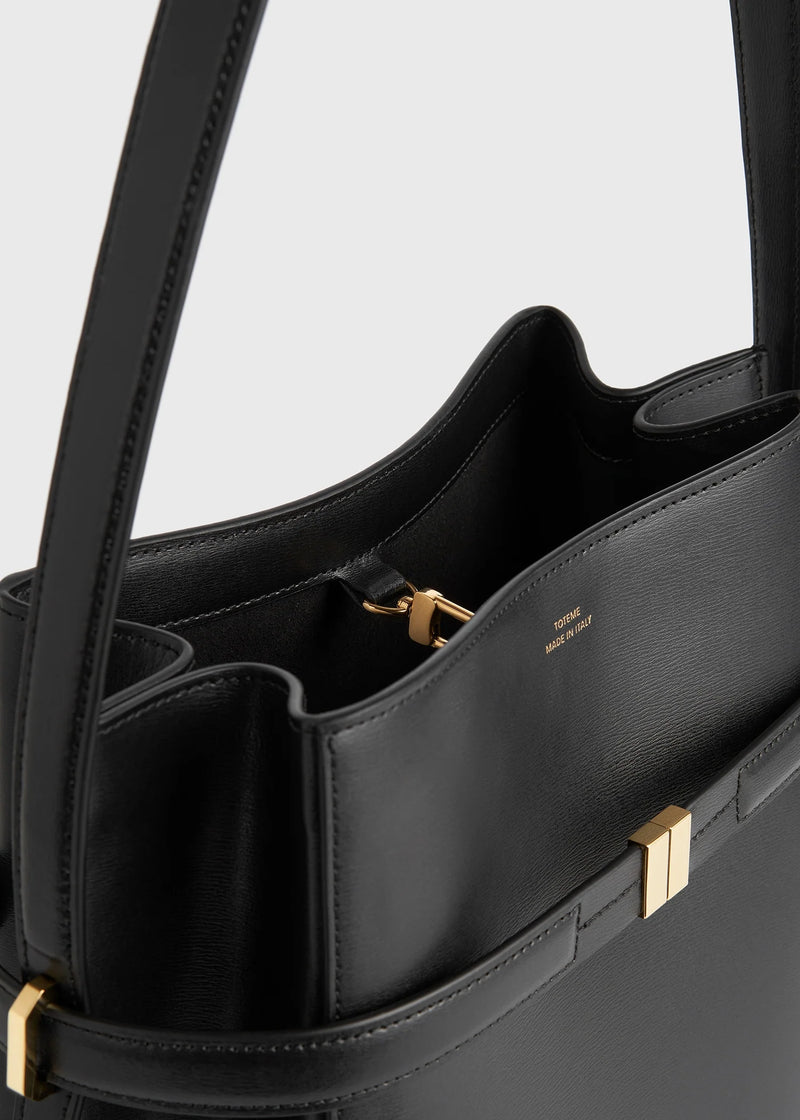 Belted Leather Bucket Bag