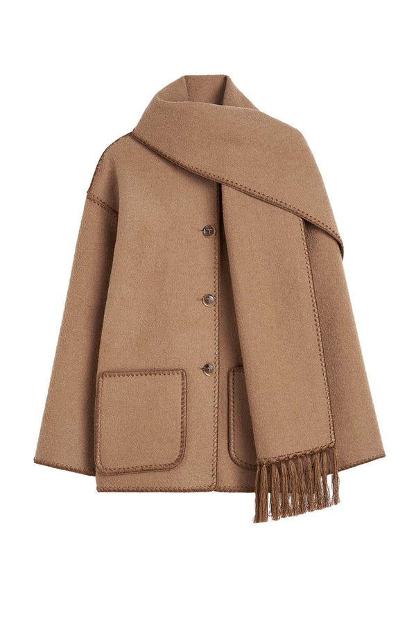 Draped Fringed Wool-Blend Bouclé Jacket