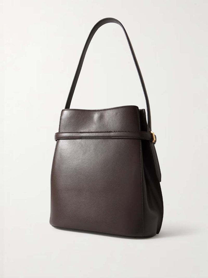 Belted Leather Bucket Bag