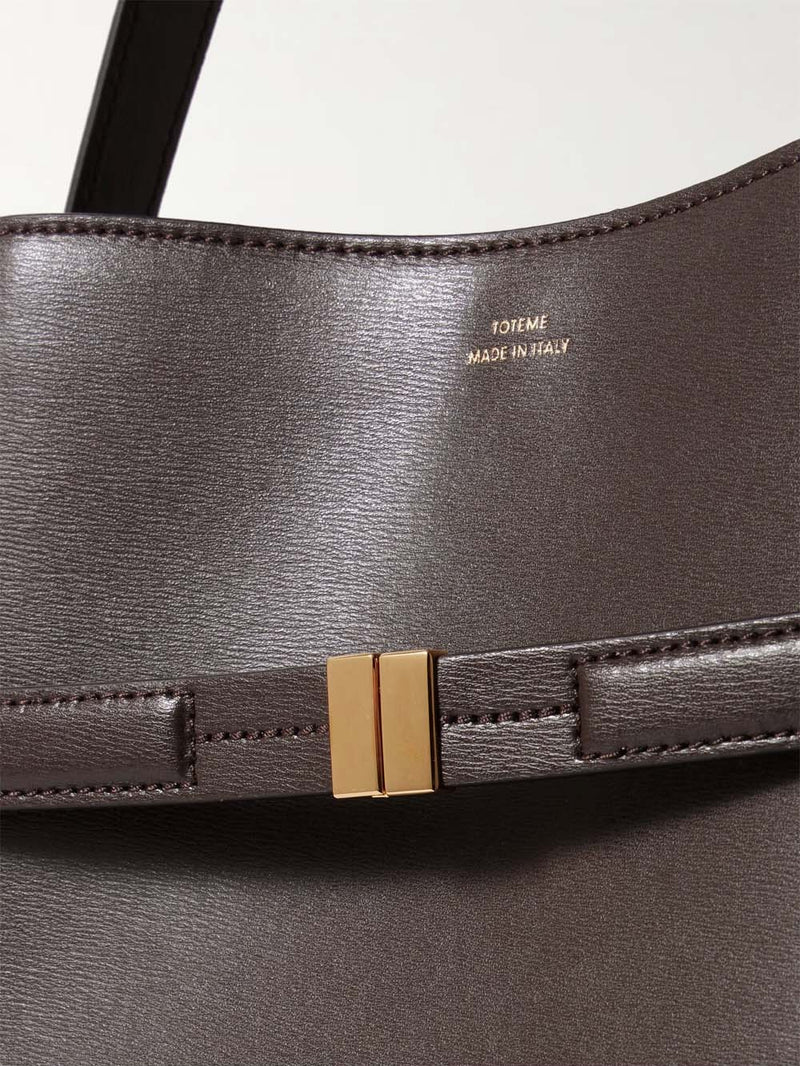 Belted Leather Bucket Bag