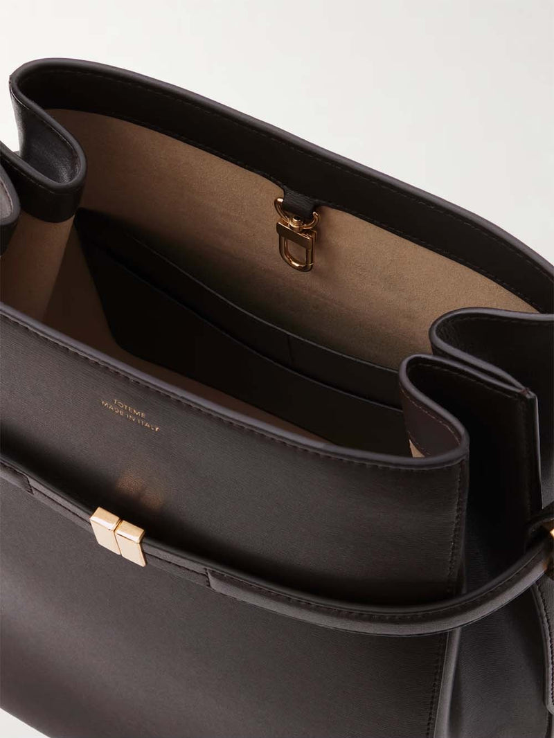 Belted Leather Bucket Bag