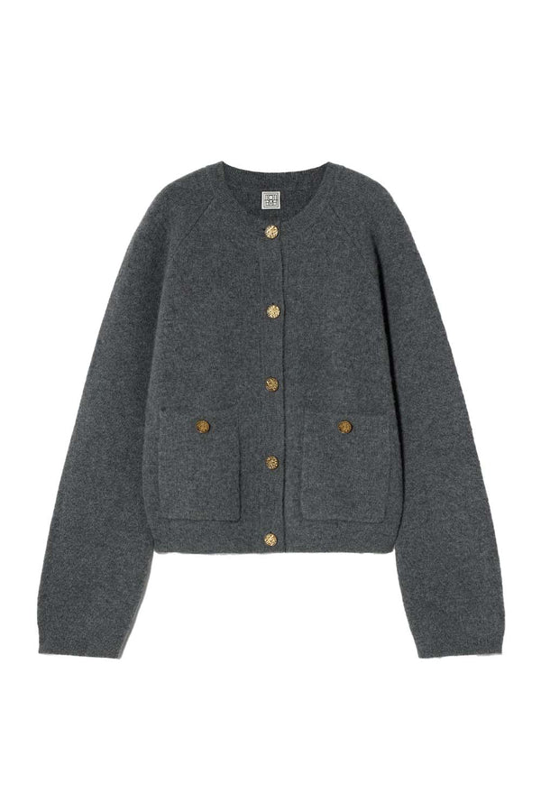 Hammered Button Wool-Blend Cardigan