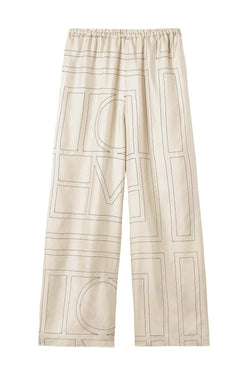 Monogram Silk-twill Wide-leg Pants