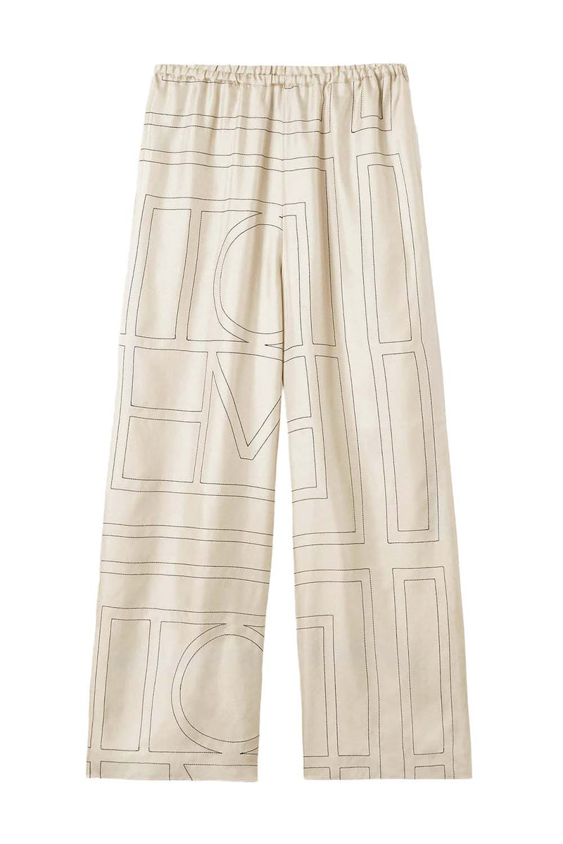 Monogram Silk-twill Wide-leg Pants