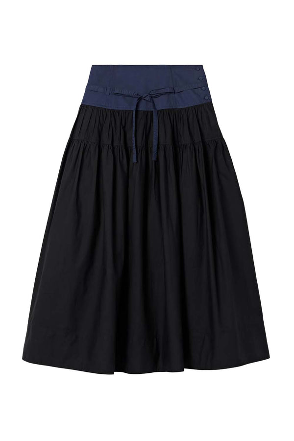 Angeline Colour-Blocked Cotton Midi Skirt
