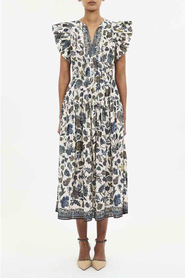 Kairi Flutter Sleeve Midi Dress