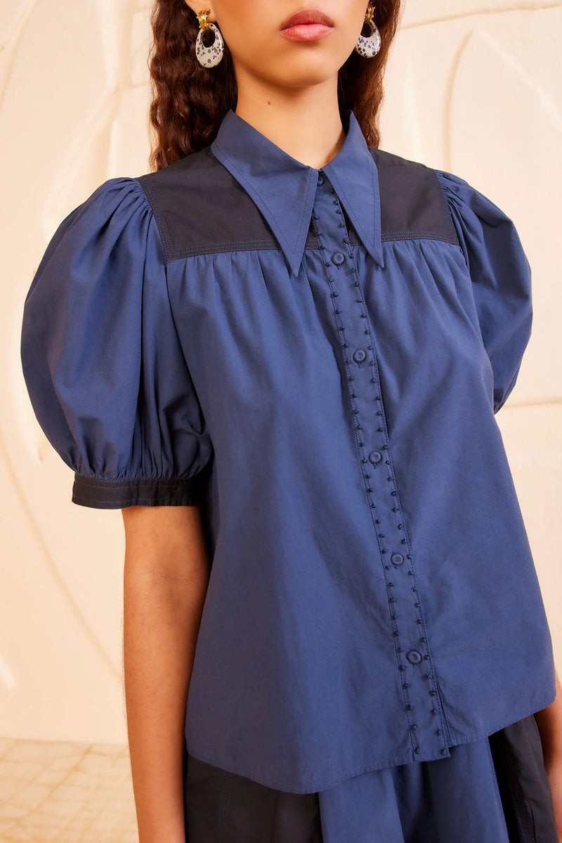 Freja Colour-Blocked Cotton Blouse