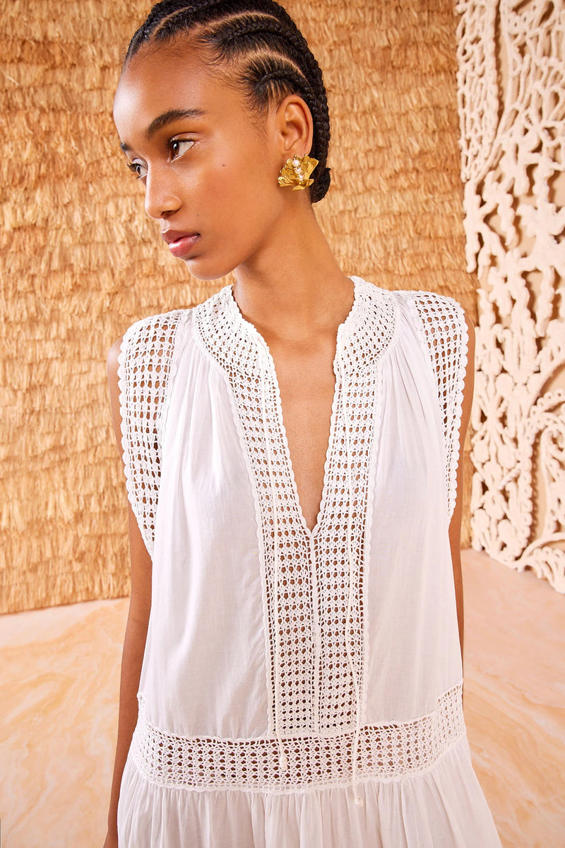 Thalia Crochet-Trimmed Cotton-Voile Maxi Dress