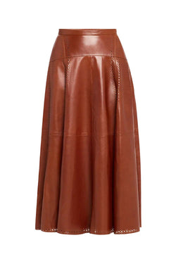 Aninda Leather Midi Skirt