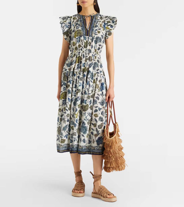 Kairi Flutter Sleeve Midi Dress