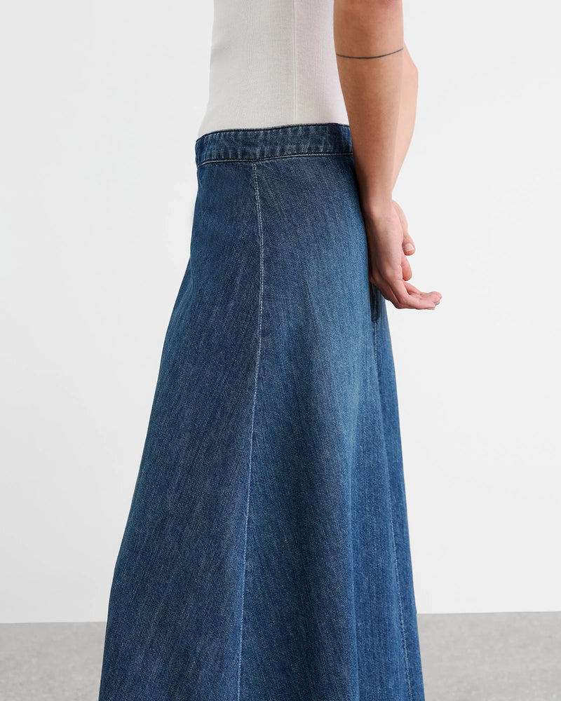 Astrid Cotton & Linen Maxi Denim Skirt