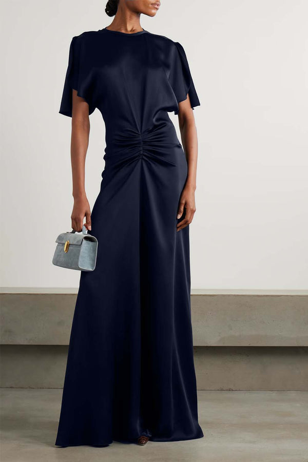Gathered Waist Floor-Length Gown