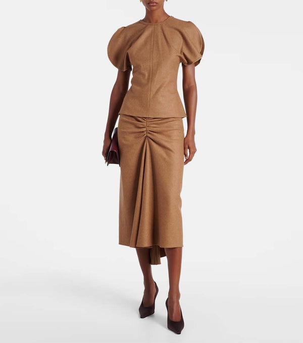 Bella Gathered Waist Midi Skirt