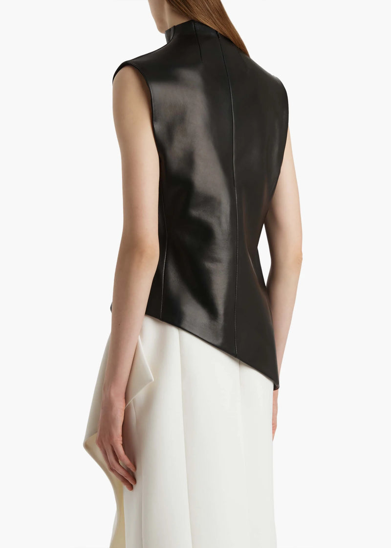 Von Asymmetric Plongé Leather Top