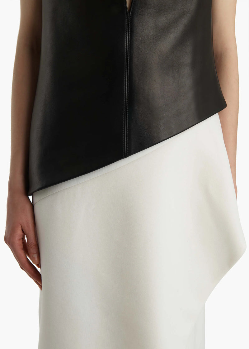 Von Asymmetric Plongé Leather Top