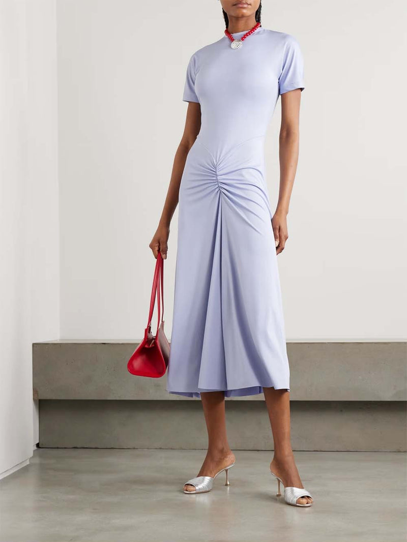 Gathered Waist T-Shirt Midi Dress Belinda International Gathered Waist T-Shirt Midi Dress Belinda International