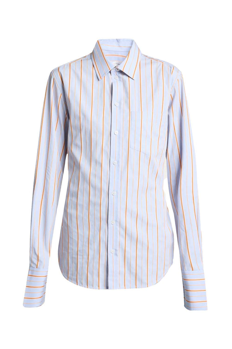 Tab Detail Stripe Cotton Shirt