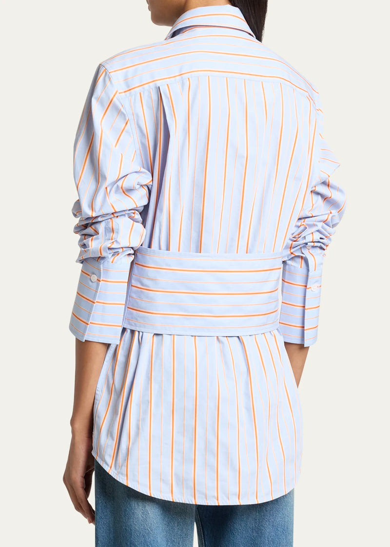 Tab Detail Stripe Cotton Shirt