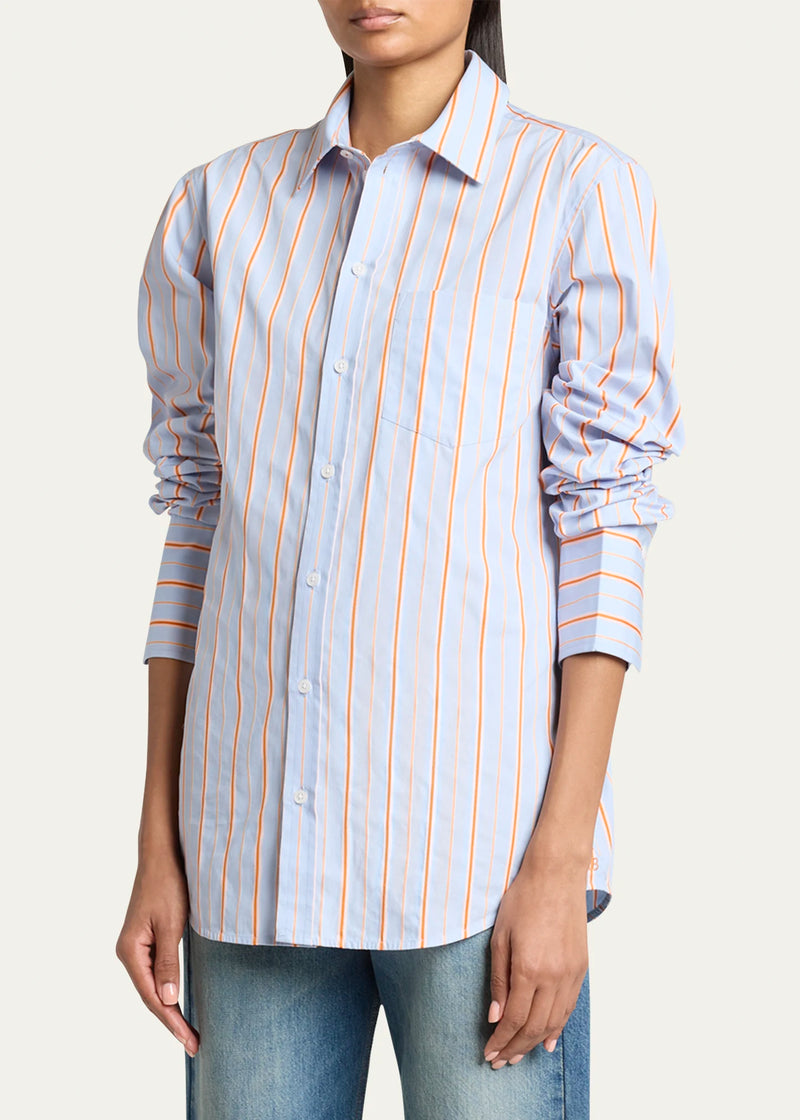 Tab Detail Stripe Cotton Shirt