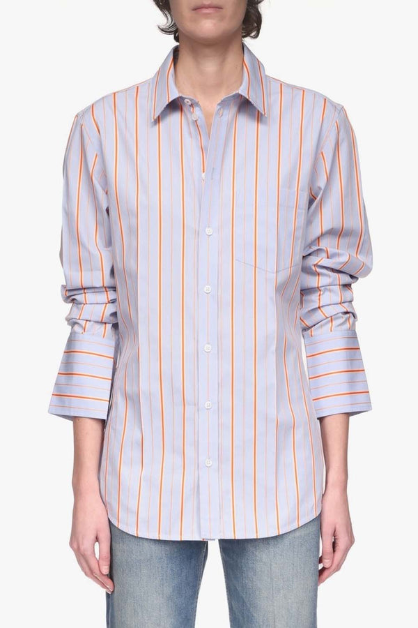 Tab Detail Stripe Cotton Shirt