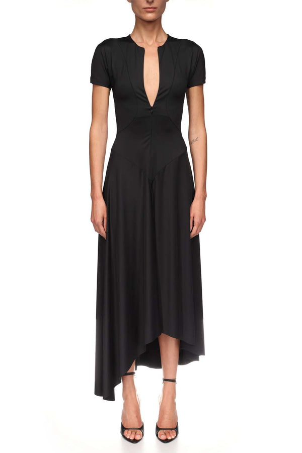Zip Front Stretch-jersey Dress
