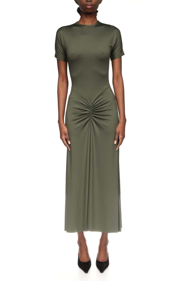 Gathered Waist T-Shirt Midi Dress