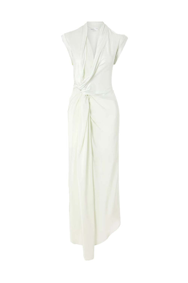 Asymmetric Twist-Detailed Silk Maxi Dress