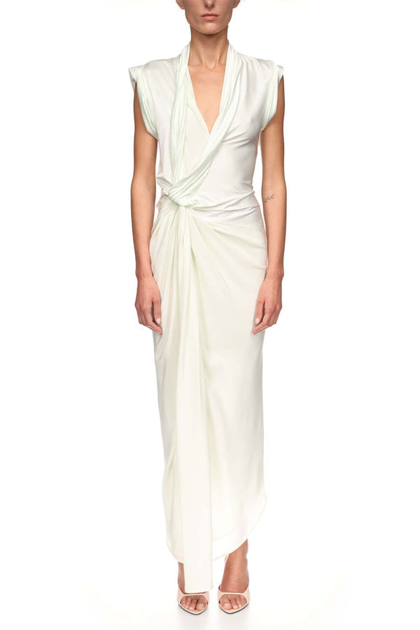 Asymmetric Twist-Detailed Silk Maxi Dress