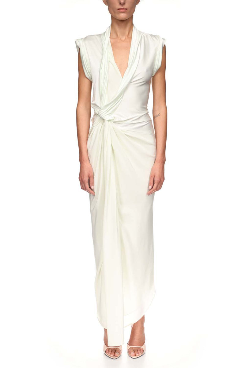 Asymmetric Twist-Detailed Silk Maxi Dress